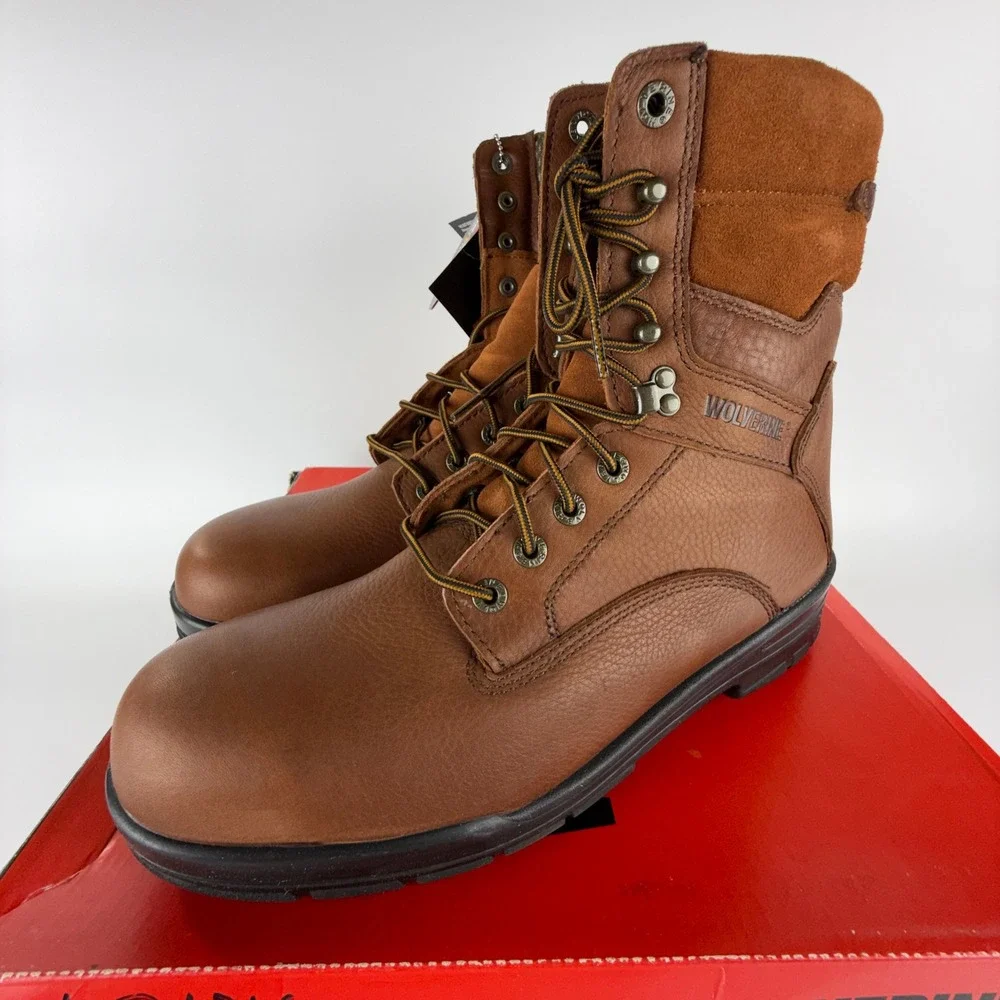 Wolverine Durashocks SR 8 Inch Steel Toe Work Boots Brown Leather W03124 Men 12W